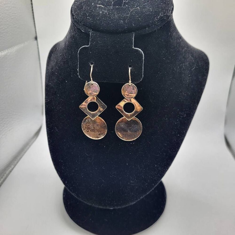 Artisan Made Modernist Sterling Silver Geometric Dangle Drop Earrings